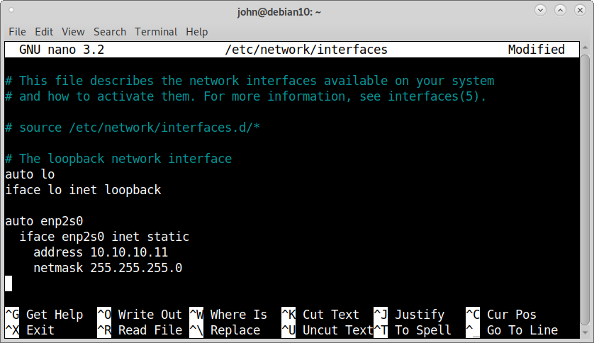 Debian 10 Ethernet 2