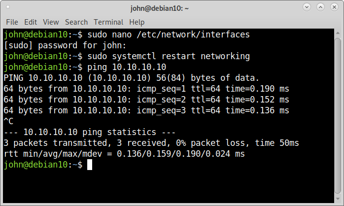 Debian 10 Ethernet 3