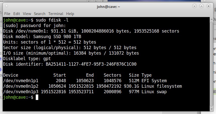 Debian 10 Fdisk