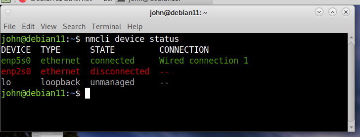 Debian 11 Ethernet 1