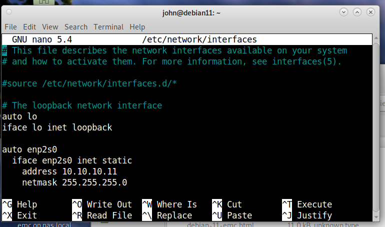 Debian 11 Ethernet 2