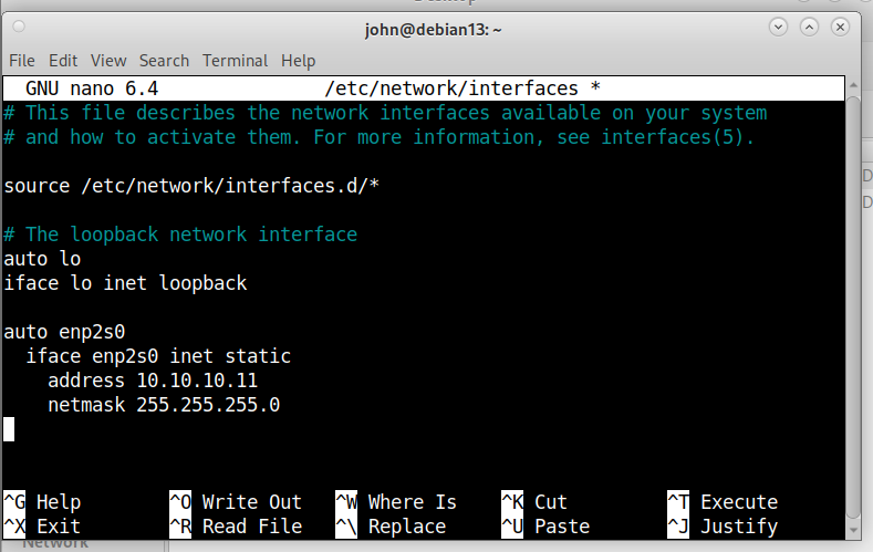 Debian 13 Ethernet 2