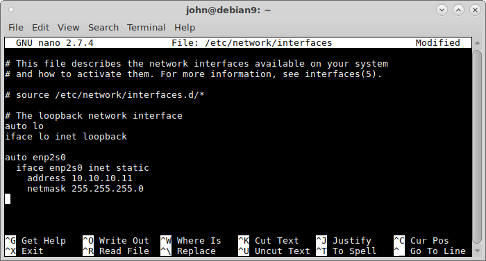 Debian 9 Ethernet 2