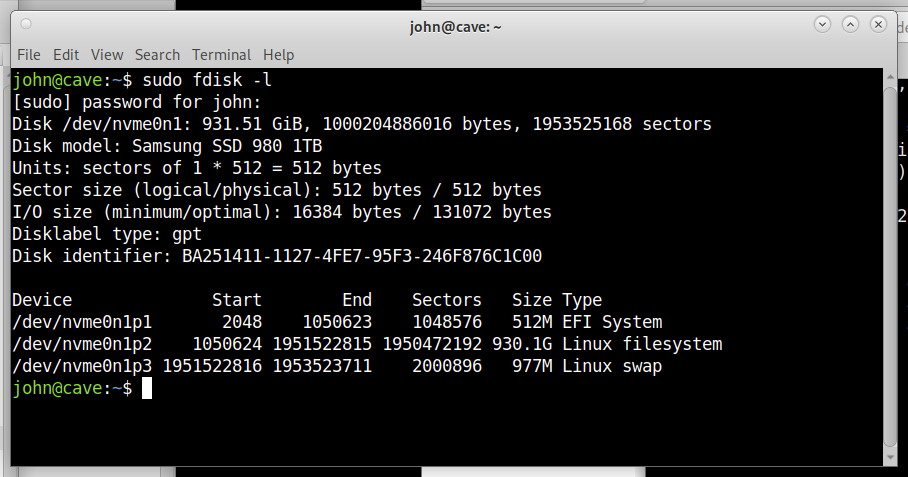 Debian 9 Fdisk