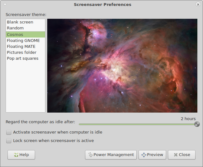 Debian 9 Screensaver Settings